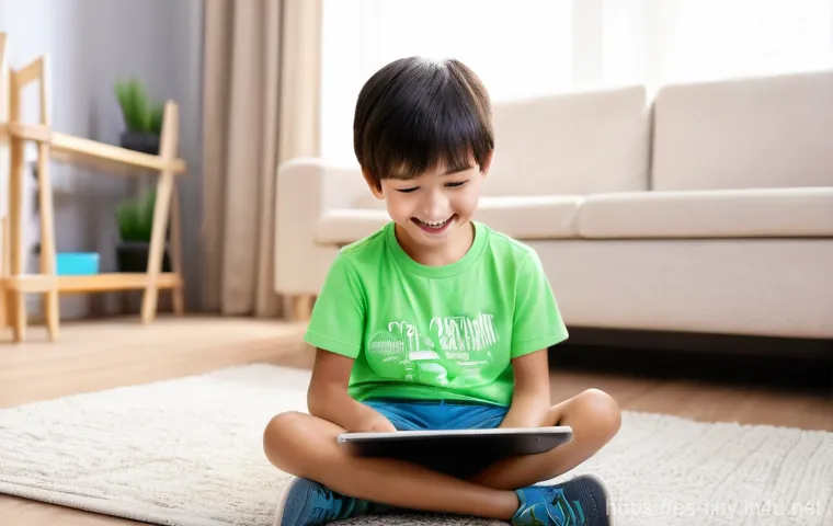 티니핑 온라인 게임 버전 - **Prompt 1: Joyful Teenieping Discovery on a Tablet**
    "A happy, young child, approximately 6-8 y...