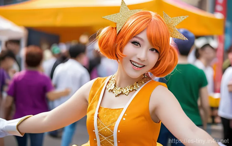 티니핑 팬들의 코스프레 모습 - The Magic of a Homemade Heartsping Cosplay**

"A beaming child, around 7 years old, joyfully posing ...